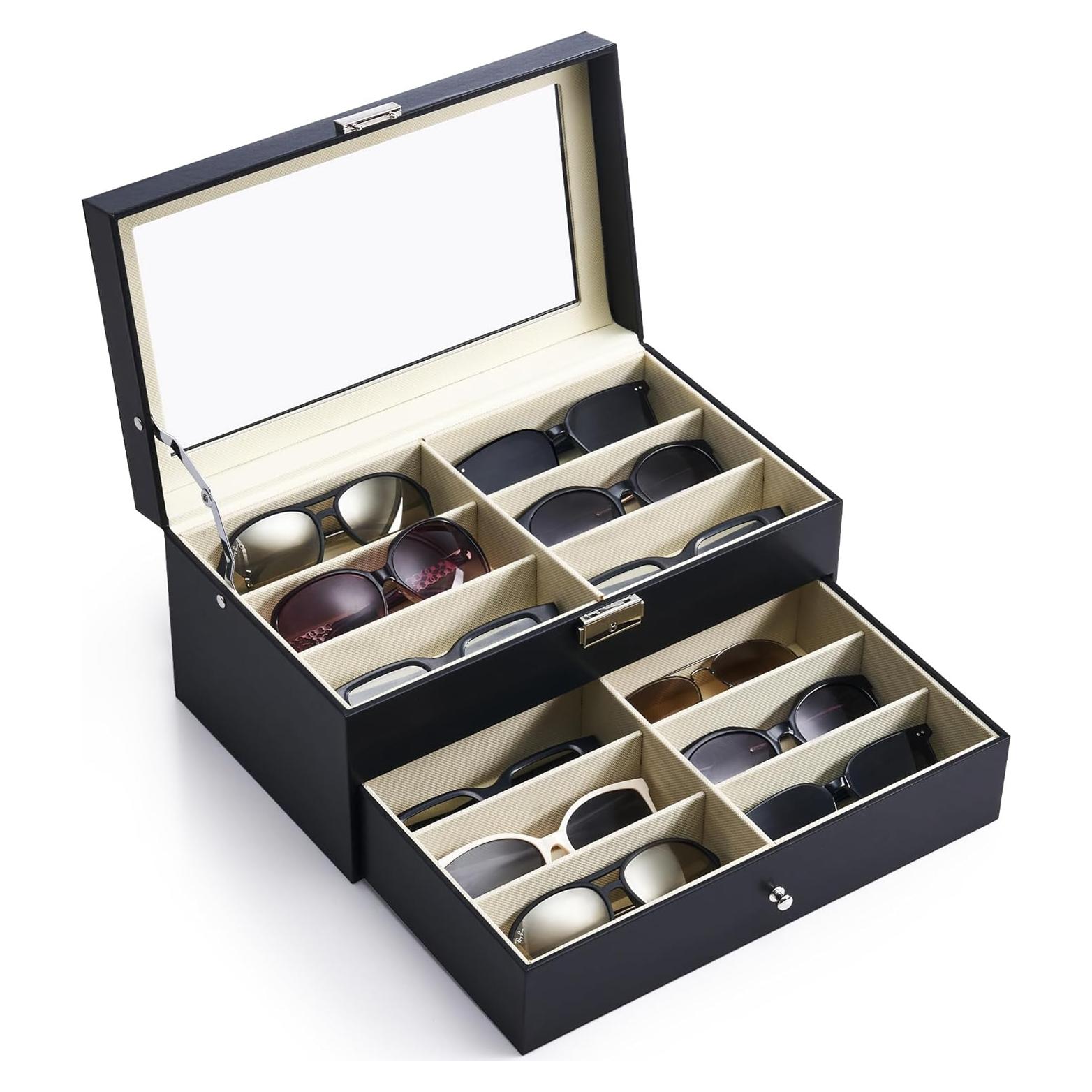 Organizador de Gafas CO-Z Negro 12 Compartimentos Cerrable