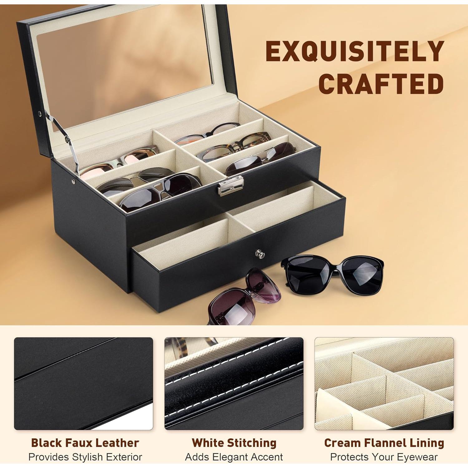 Organizador de Gafas CO-Z Negro 12 Compartimentos Cerrable