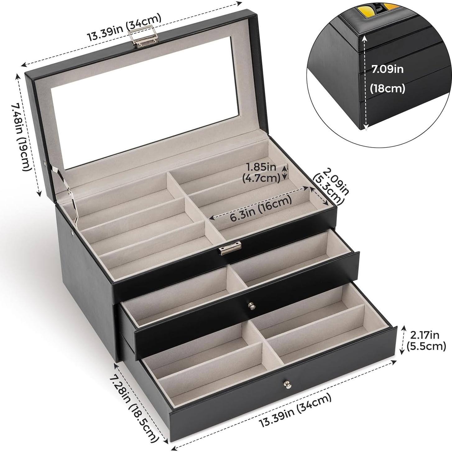 Organizador de Gafas ProCase 18 Ranuras Cuero Negro
