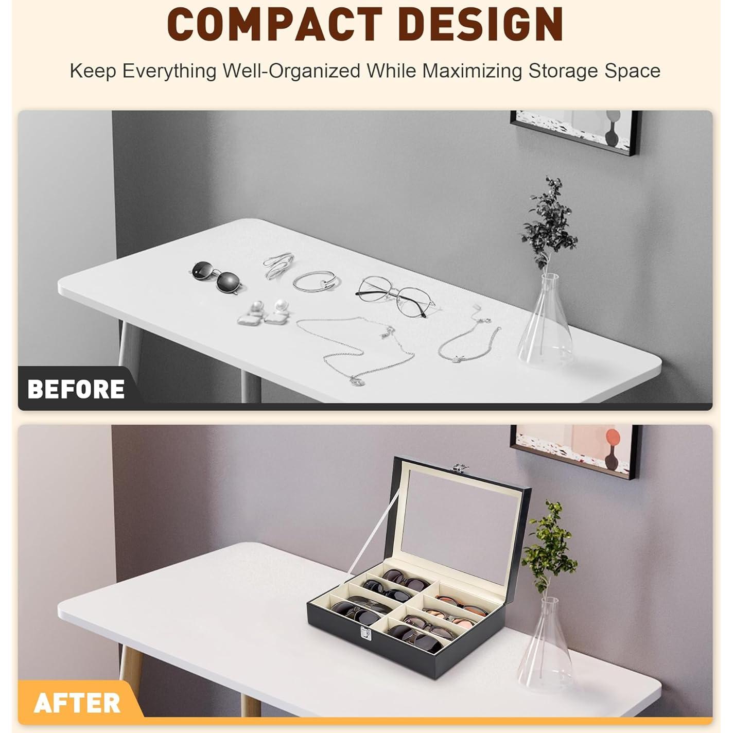 Organizador de Gafas CO-Z 8 Compartimentos Negro