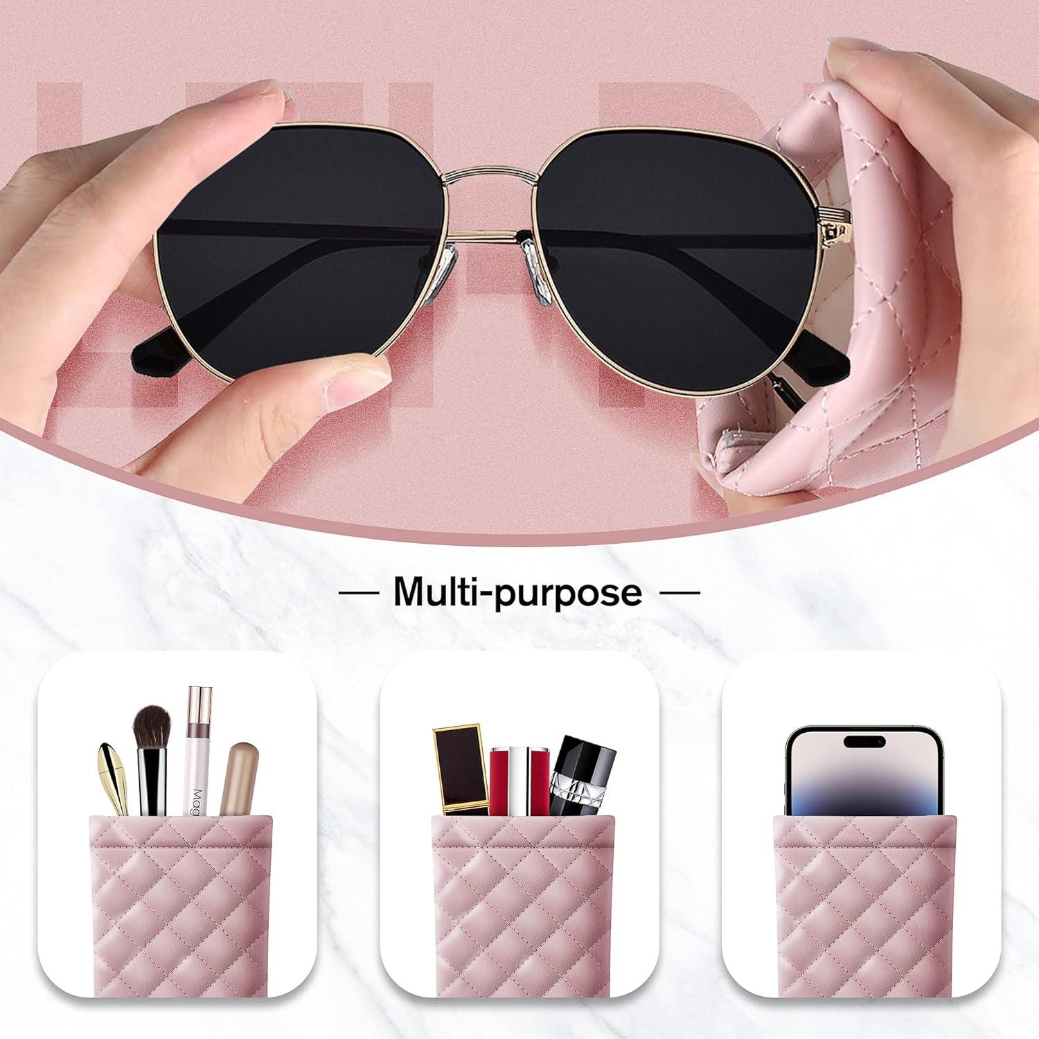 Estuche de Gafas Suave PU - Bolsa Organizador 2 Piezas