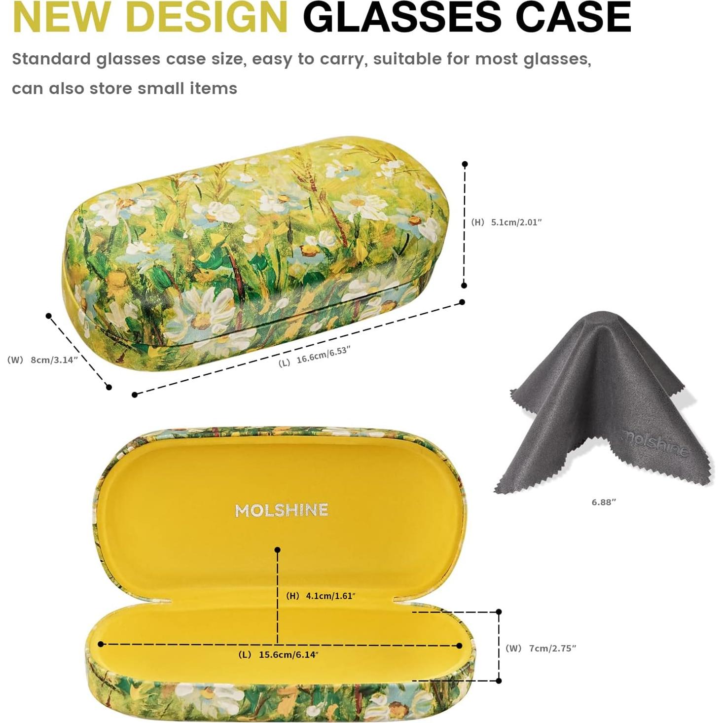 Molshine Funda Dura para Gafas de Sol Grande Amarilla