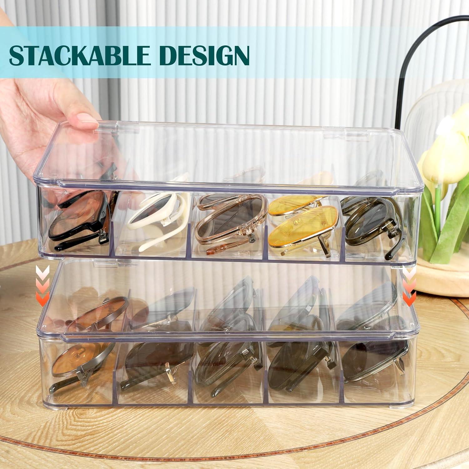 Organizador de Gafas FORUP, Estuche Apilable 5 Secciones