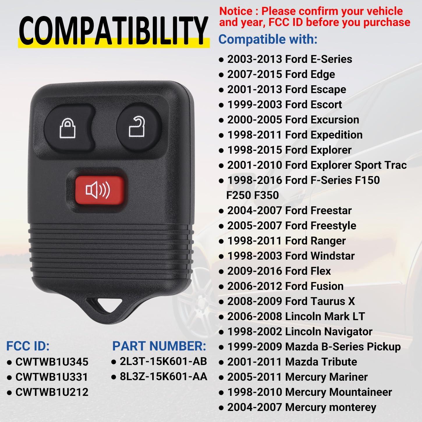 Control Remoto Ford Vurkcy CWTWB1U345 3 Botones Paquete 2