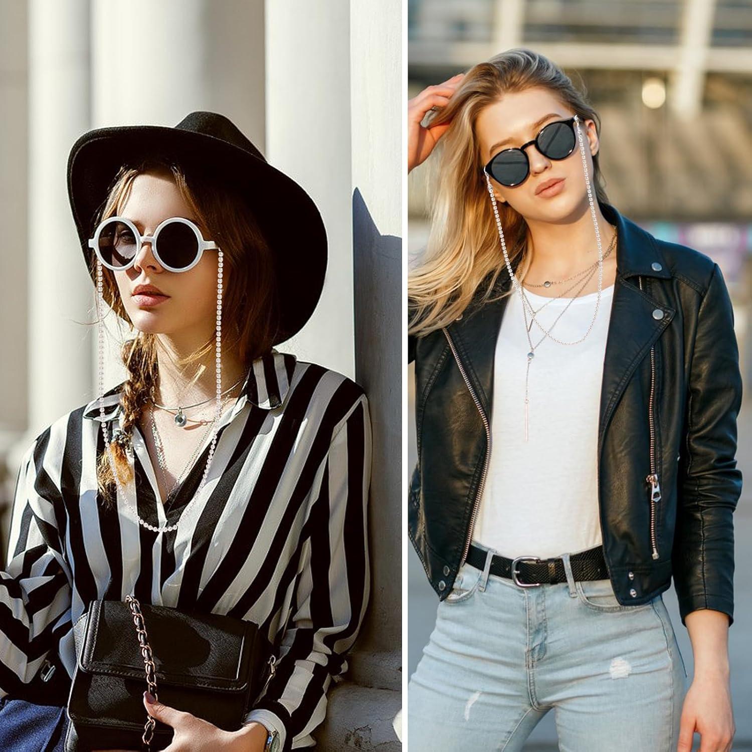 Cadena de Gafas de Perlas ABS Blanca 75 cm Soporte Gafas