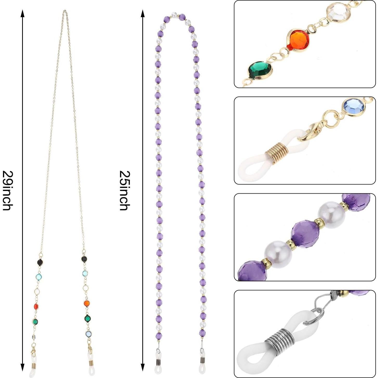 Cadena de Gafas Frienda 8 Piezas con Perlas Elegantes