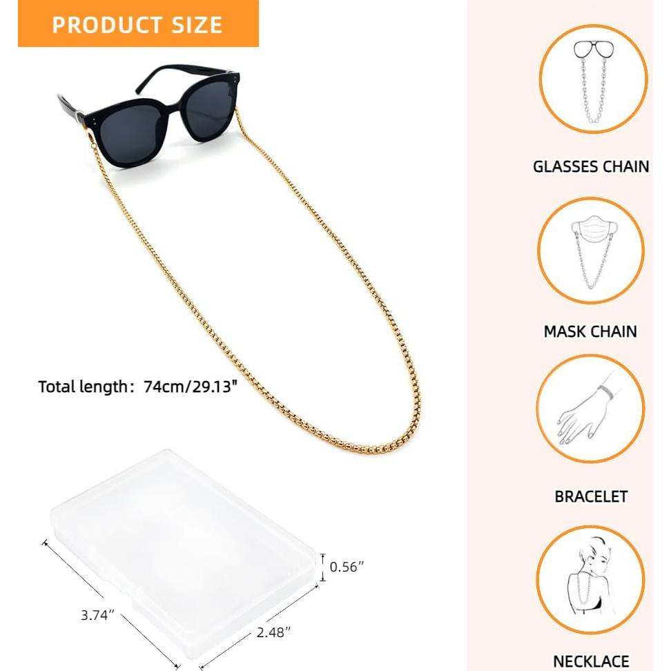 Cadena de Gafas 3 PCS Acero Inoxidable Unisex Elegante