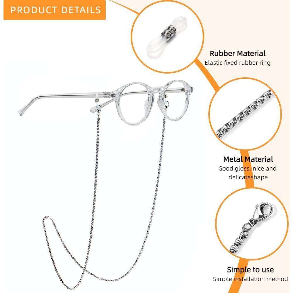 Cadena de Gafas 3 PCS Acero Inoxidable Unisex Elegante