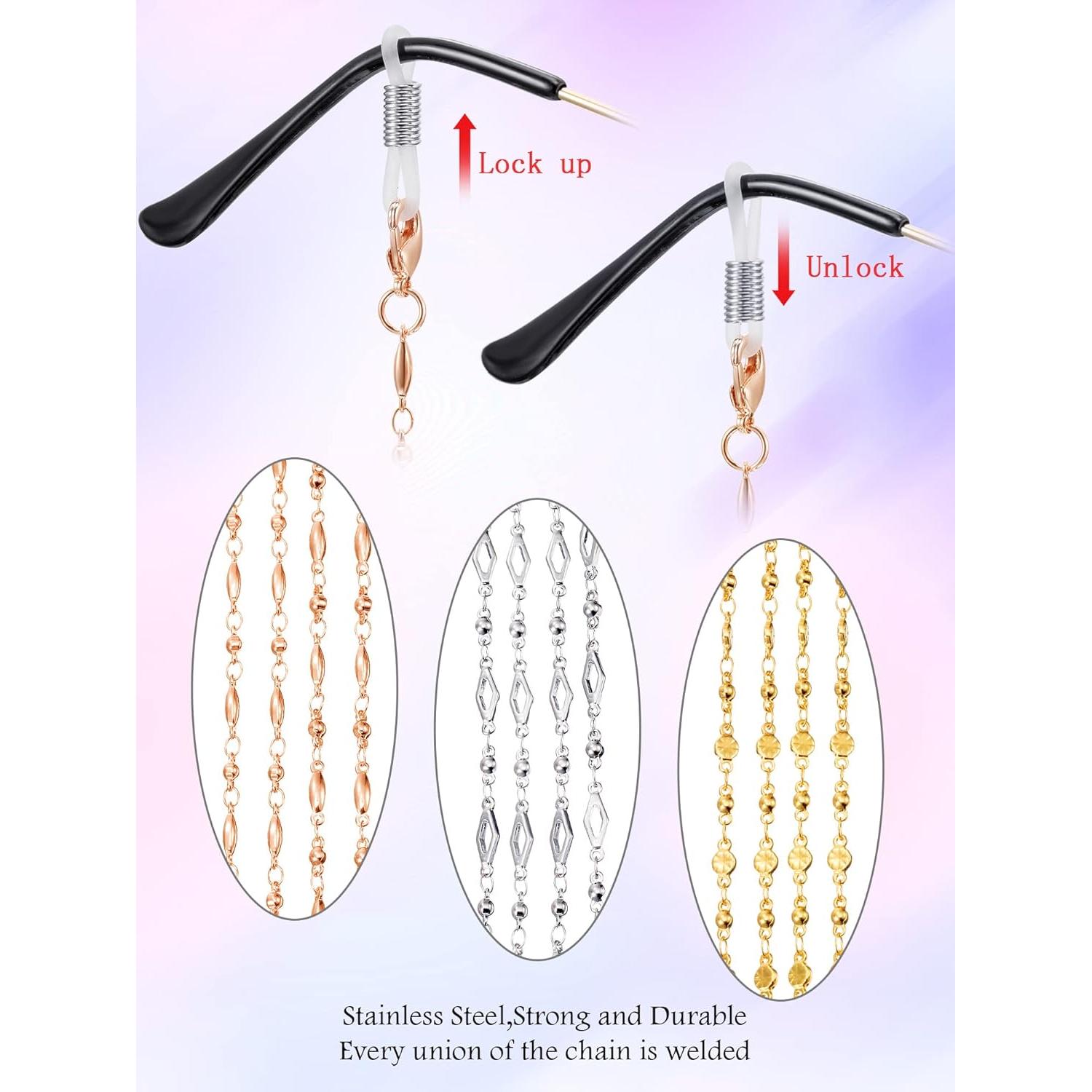 Cadena de Gafas Tatuo 3 Pcs Acero Inoxidable 75 cm Mujeres