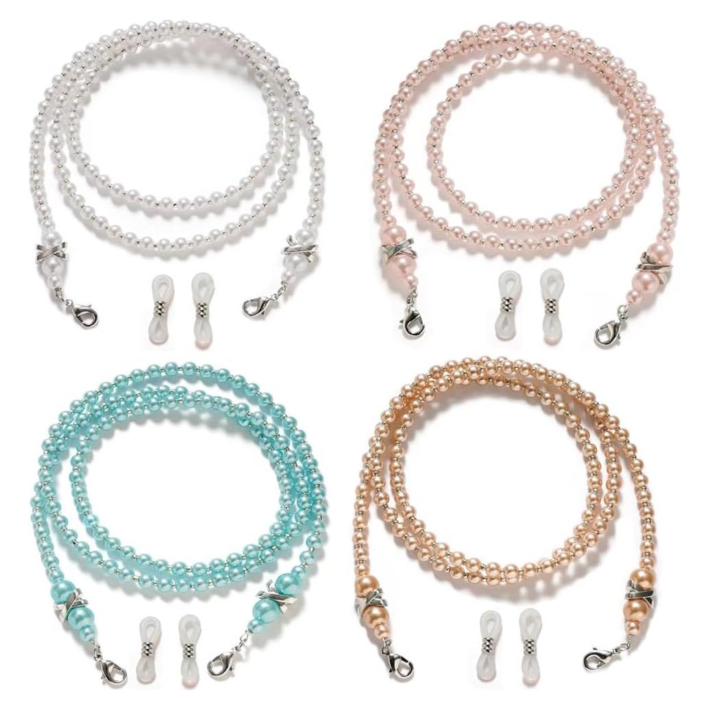 Cadena para Gafas con Perlas 75 cm - 4 Piezas para Mujeres