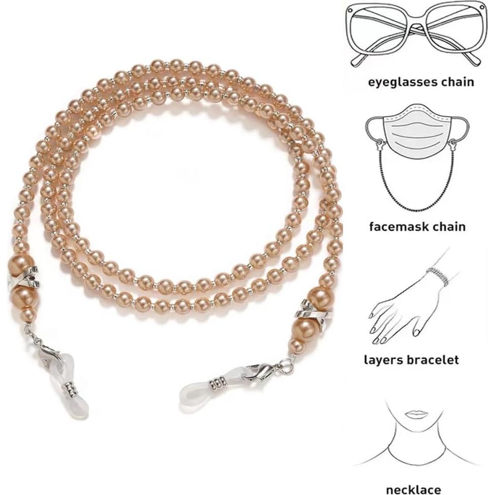 Cadena para Gafas con Perlas 75 cm - 4 Piezas para Mujeres