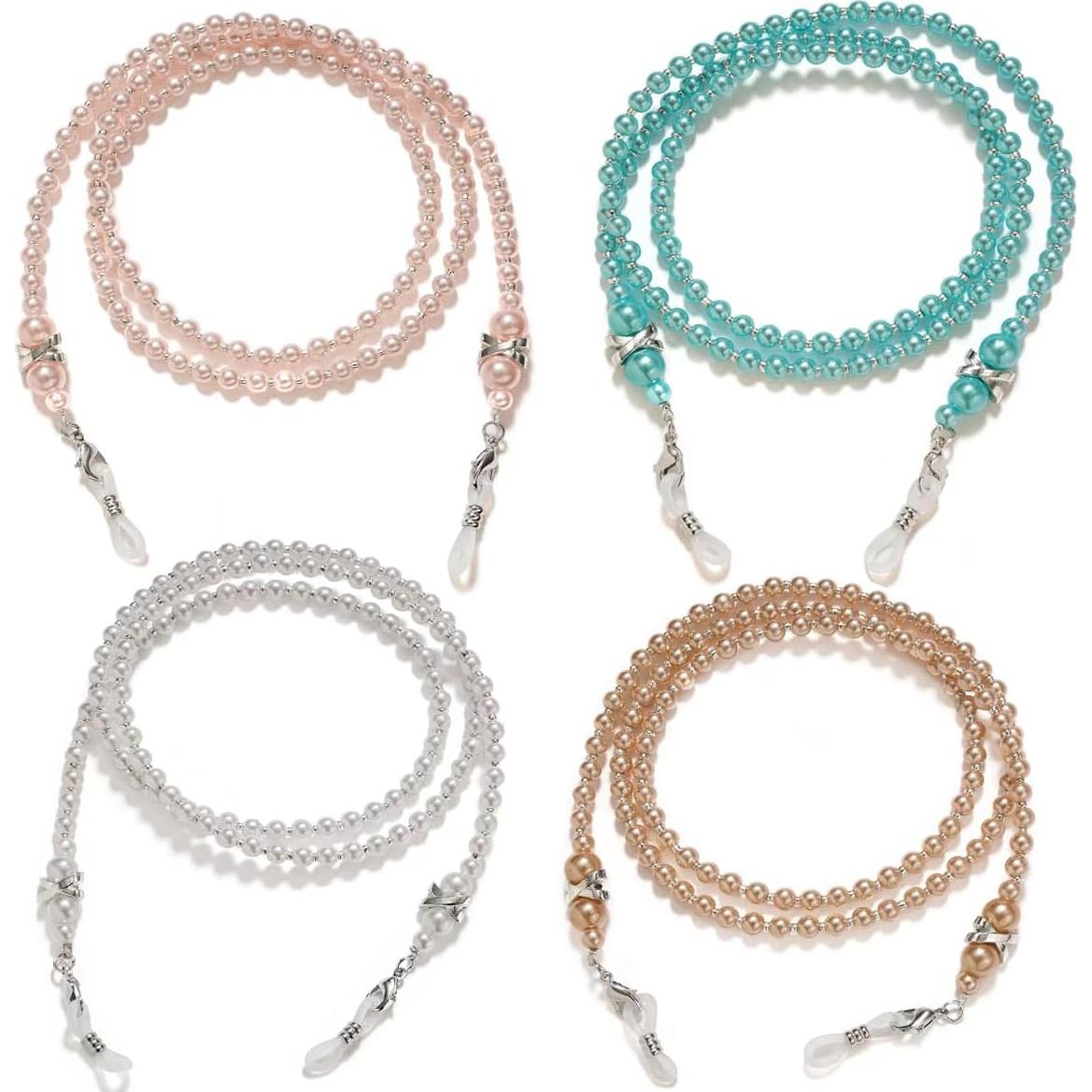 Cadena para Gafas con Perlas 75 cm - 4 Piezas para Mujeres