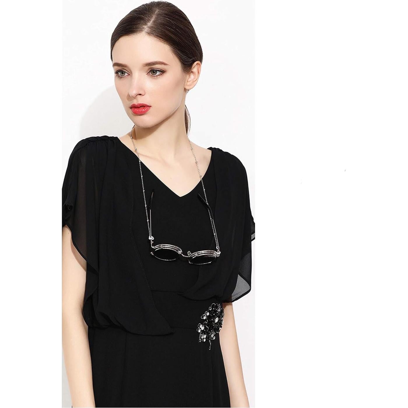 Cadena para Gafas de Sol Ajustable Plata para Mujeres