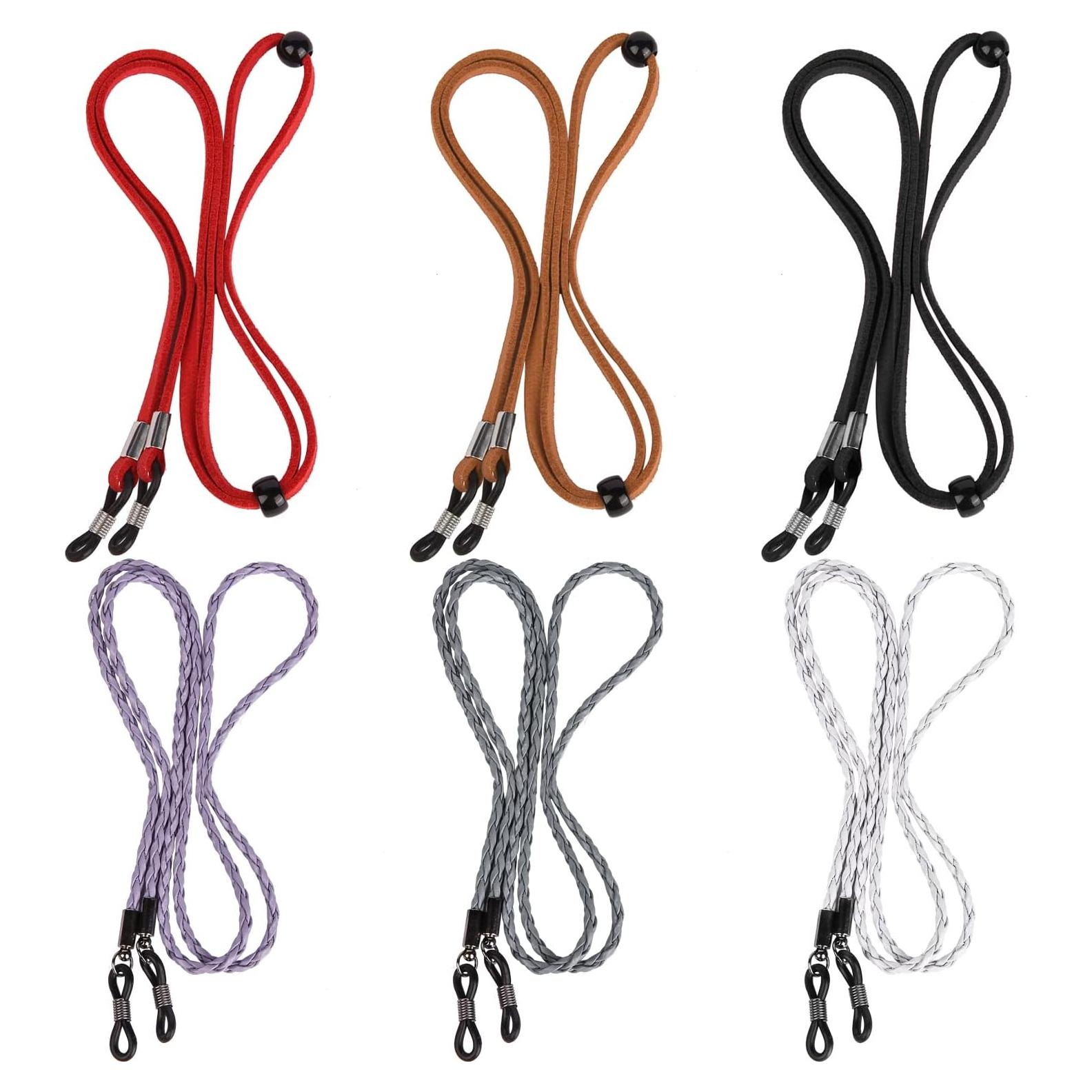 Cadenas para Gafas QINGZHE 6 Piezas Ajustables de Cuero