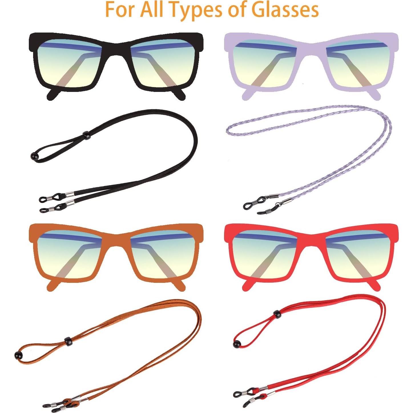 Cadenas para Gafas QINGZHE 6 Piezas Ajustables de Cuero