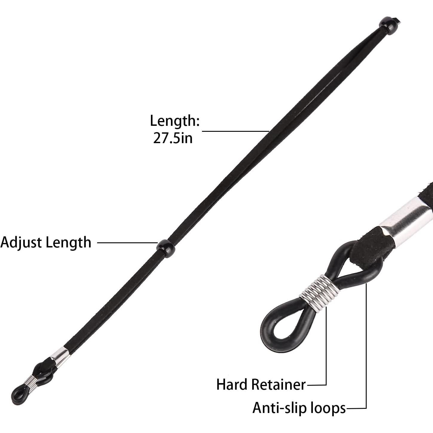 Cadenas para Gafas QINGZHE 6 Piezas Ajustables de Cuero