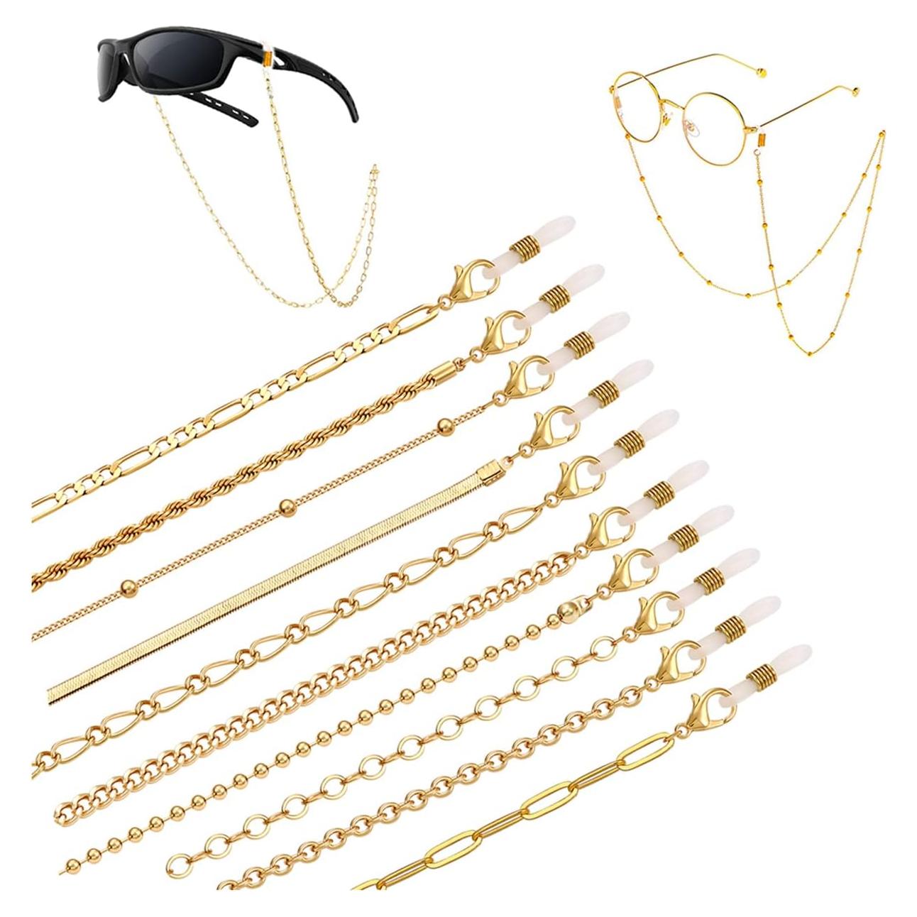 Cadena de Gafas HEIDKRUEGER Dorada 10 Piezas Accesorio Multifuncional