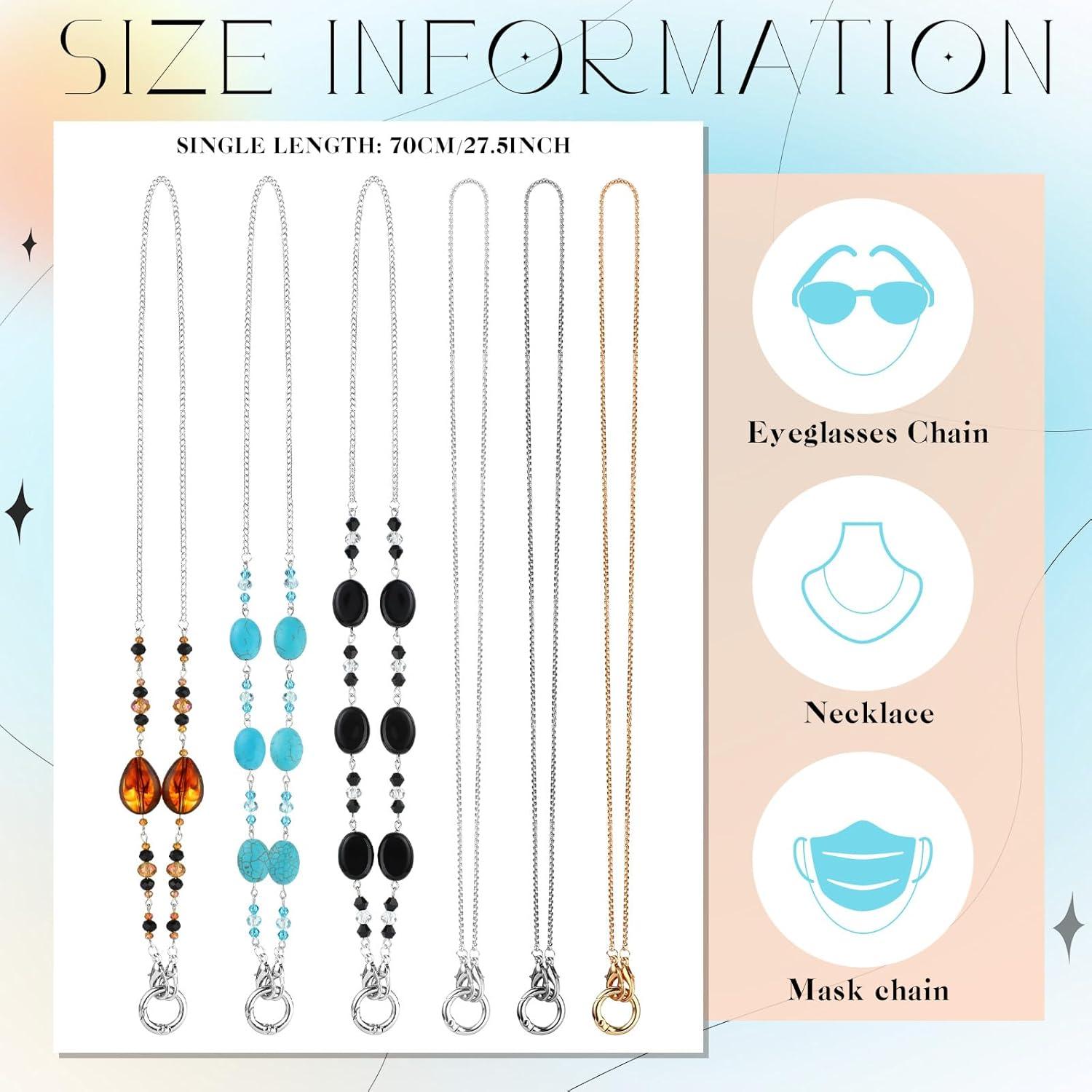 Geyoga Soporte de Gafas 6 Pcs Collar Multicolor 71 cm