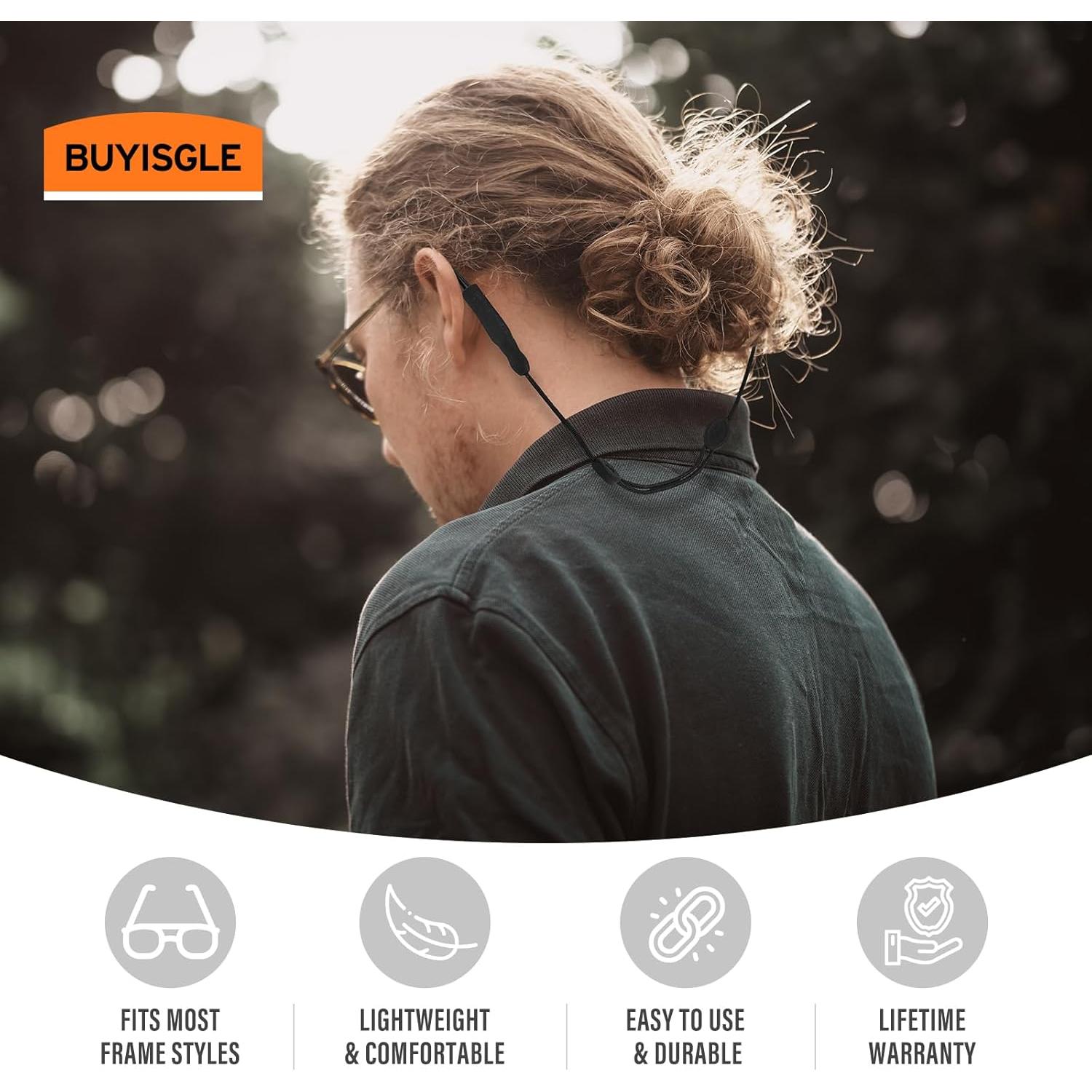 Correa para Gafas Buyisgle 2Pcs Ajustable Negro 35.56cm