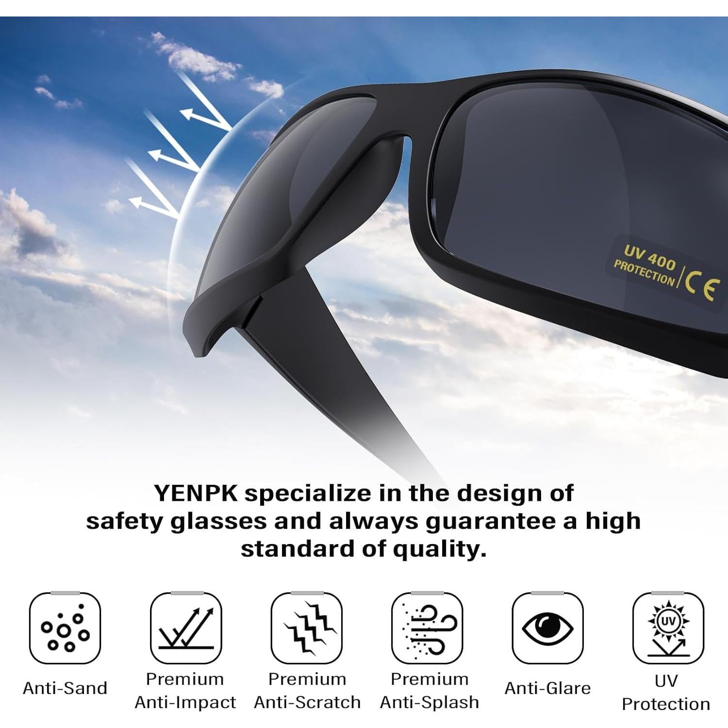 Gafas de Seguridad ANSI Z87.1 UV400 Gris Unisex