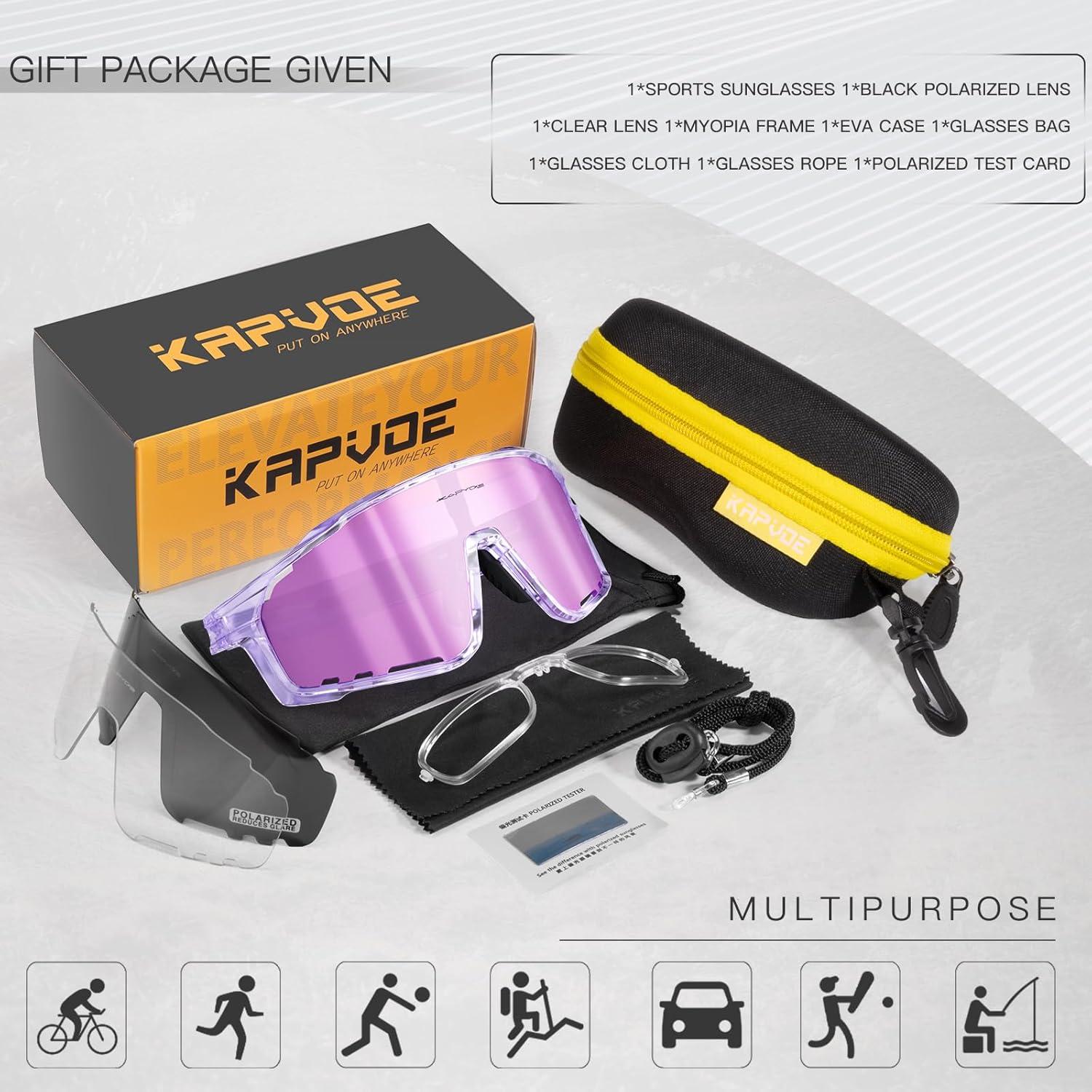 Gafas de Ciclismo KAPVOE K76 Polarizadas con 3 Lentes