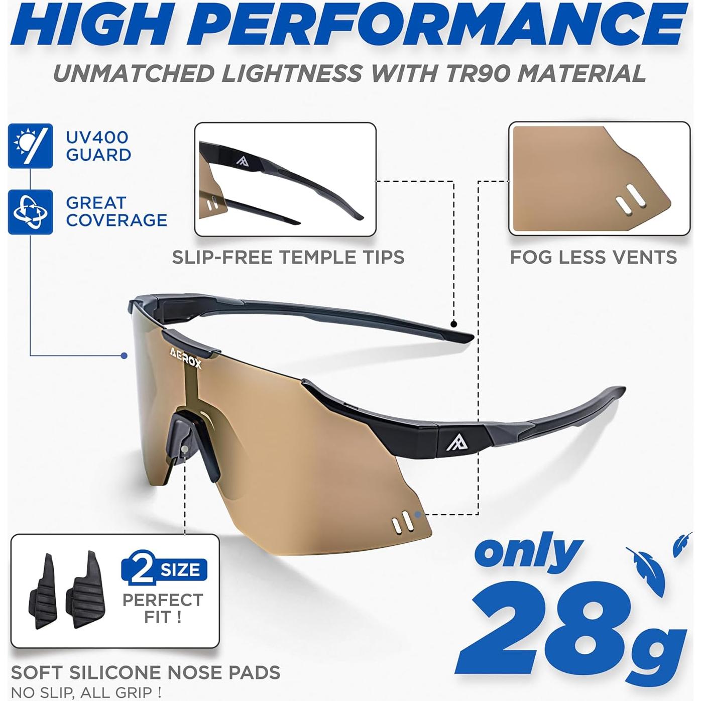 Gafas de sol AEROX deportivas UV400 para ciclismo y correr