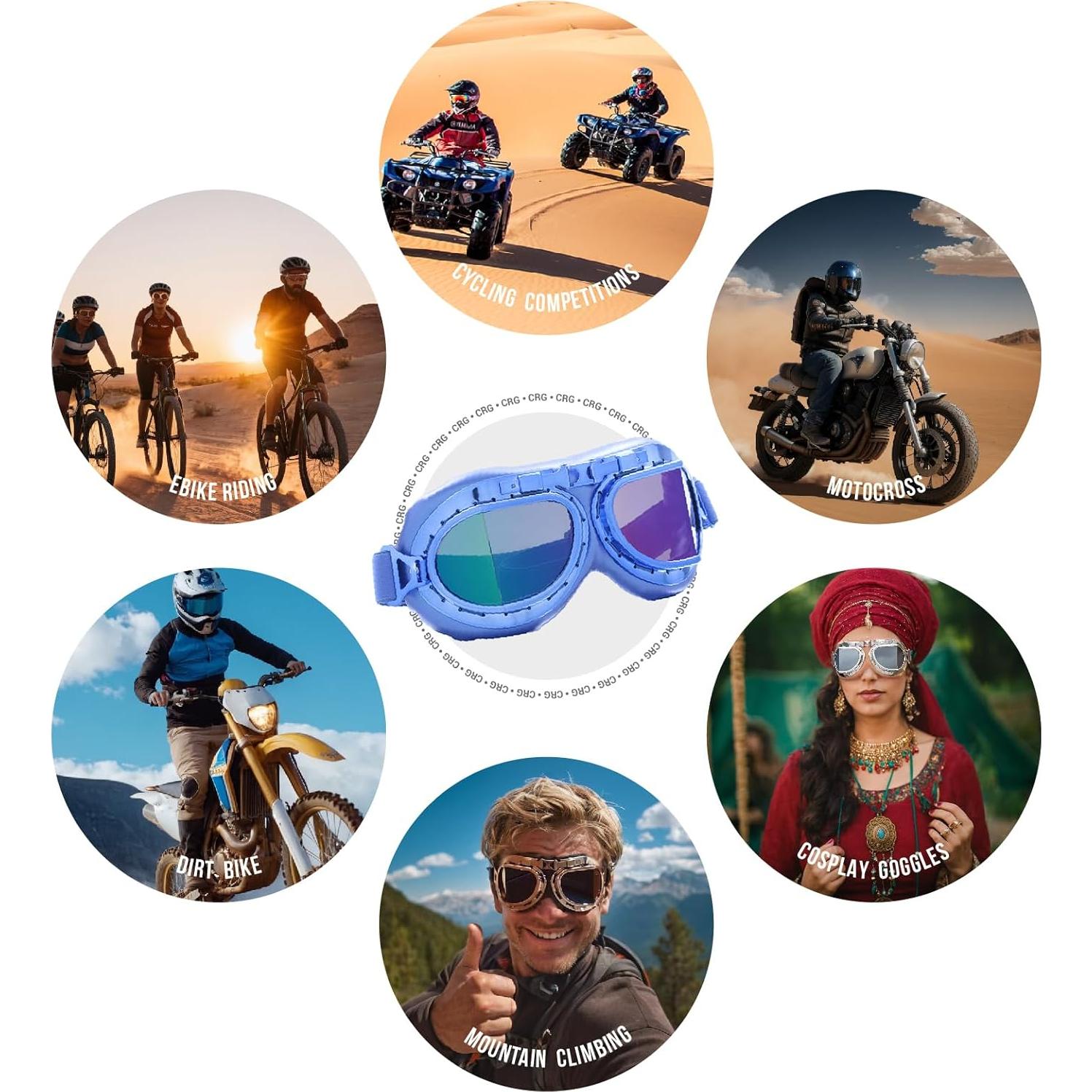 Gafas de Motocicleta CRG Sports T08 Retro UV 100%