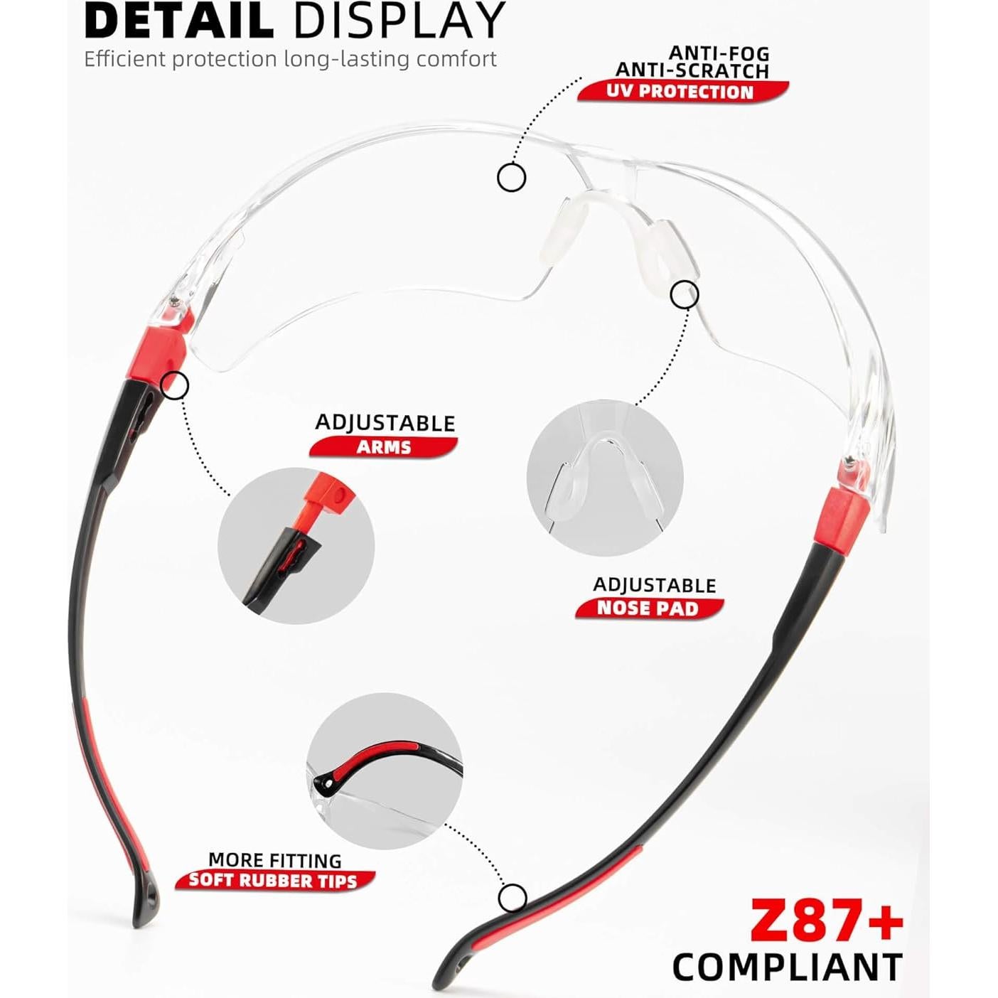 Gafas de Seguridad Ligeras QG01-3P Antiempañante Ajustables