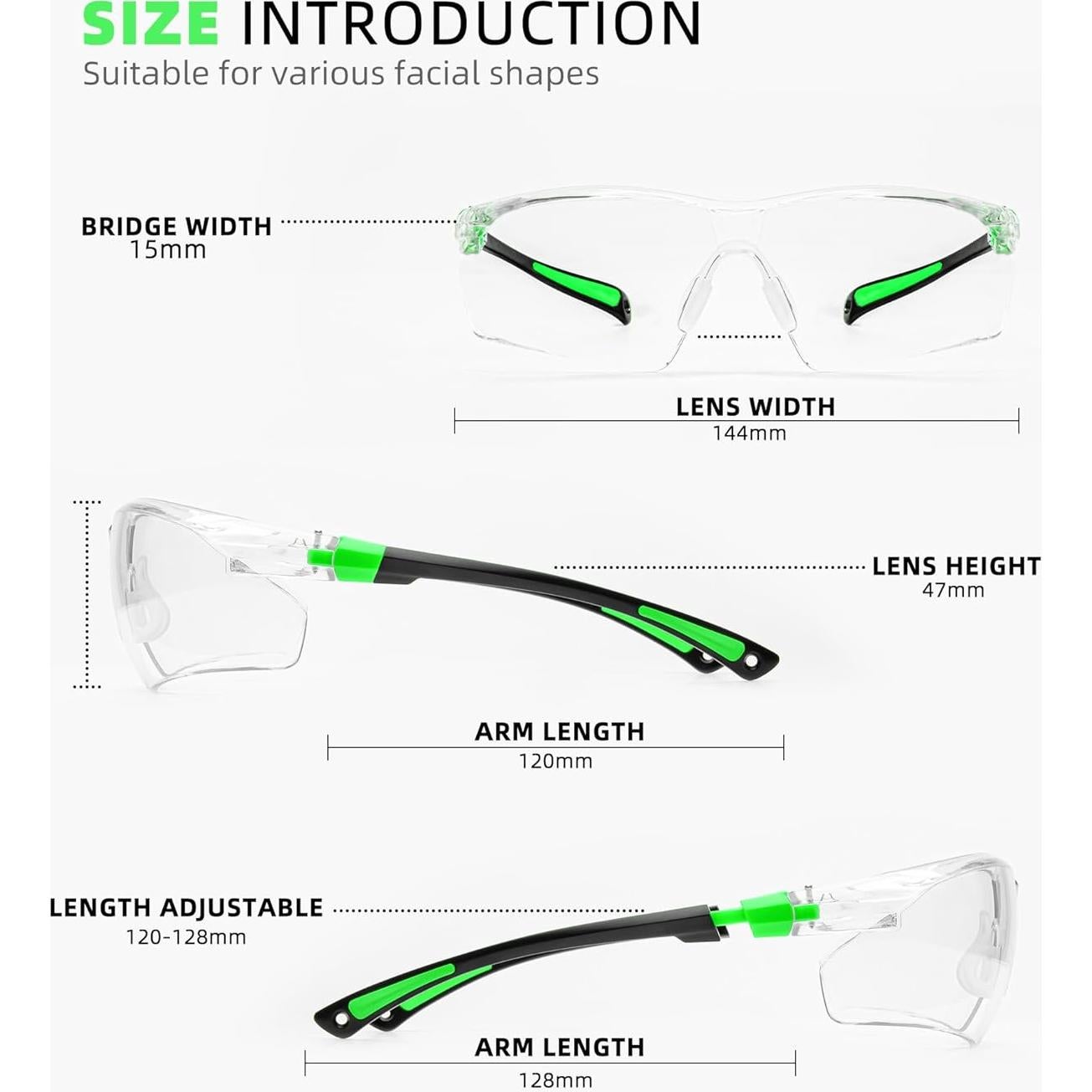 Gafas de Seguridad Ligeras QG01-3P Antiempañante Ajustables