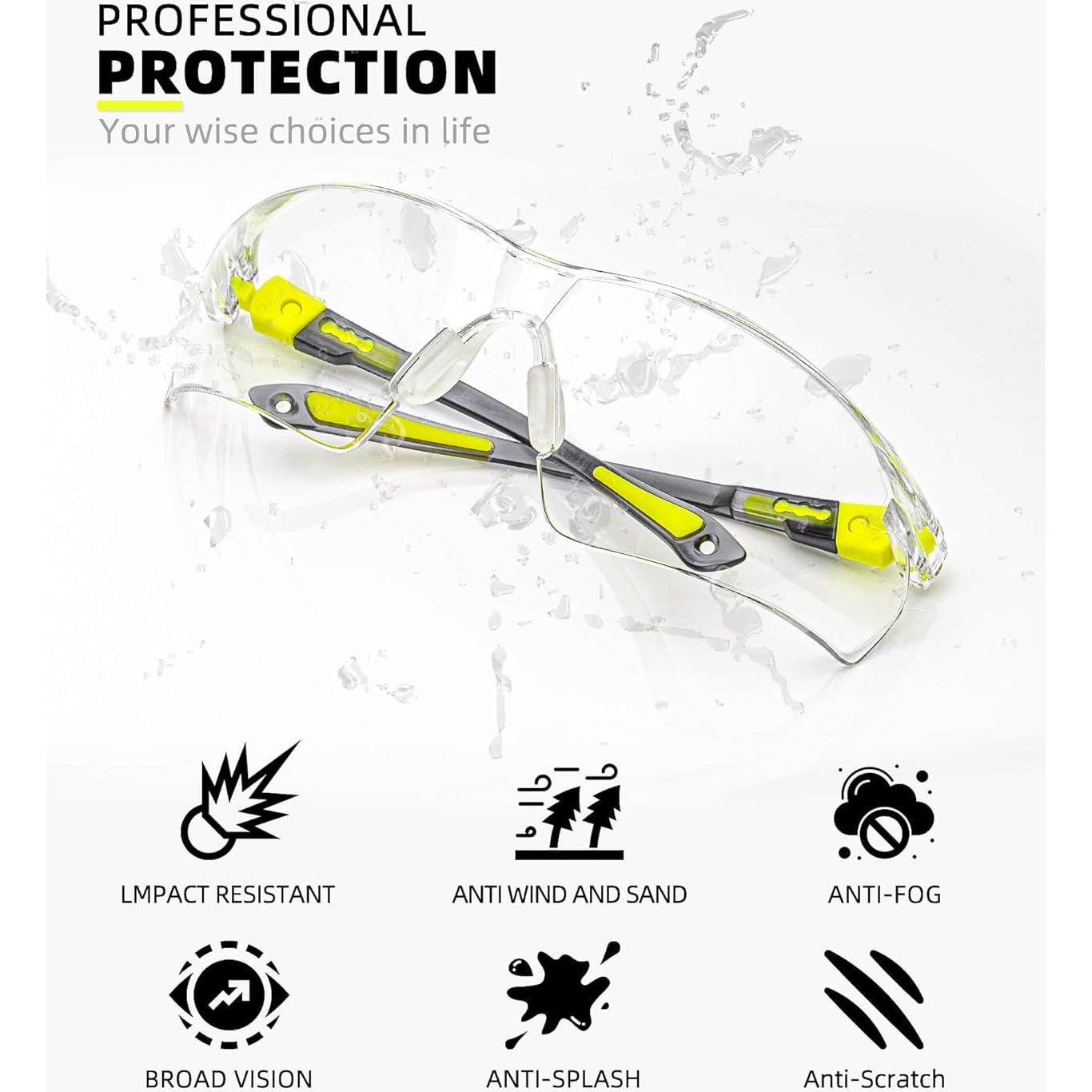 Gafas de Seguridad Ligeras QG01-3P Antiempañante Ajustables