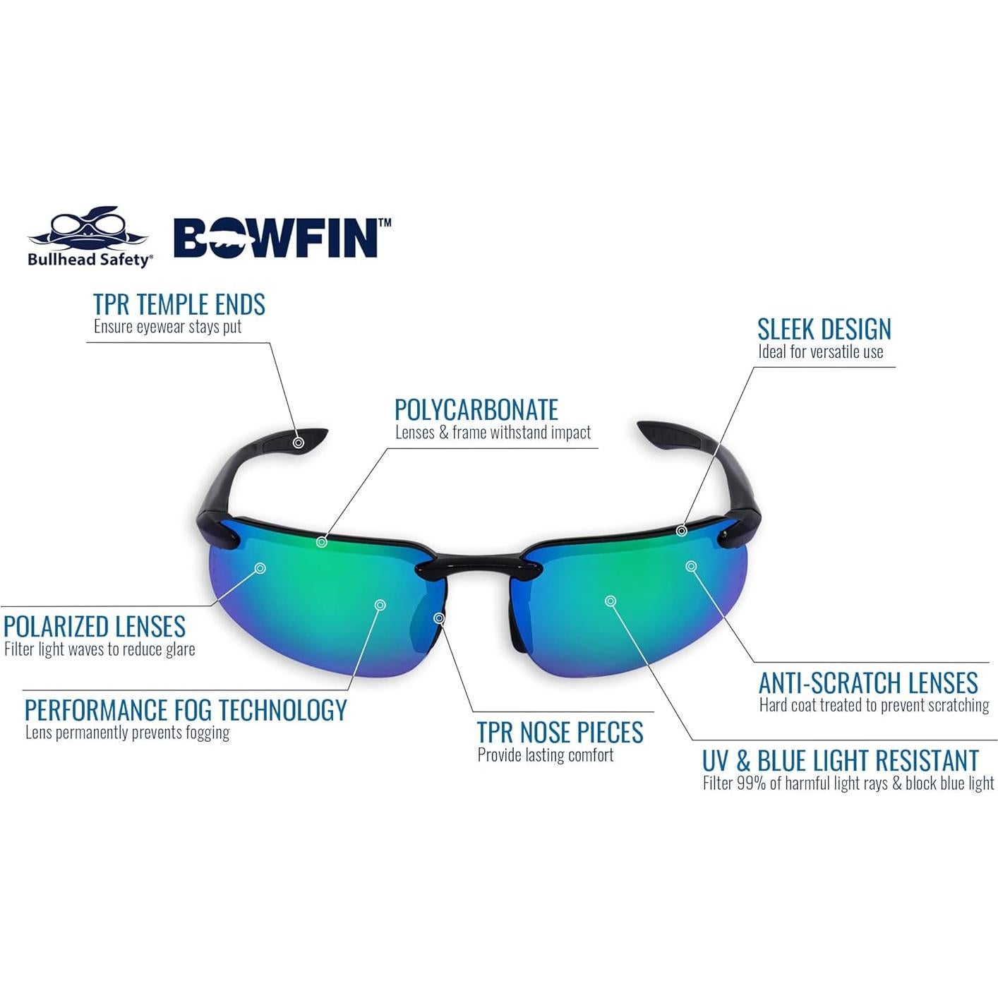 Gafas de seguridad Bullhead Bowfin polarizadas UV 360-11125