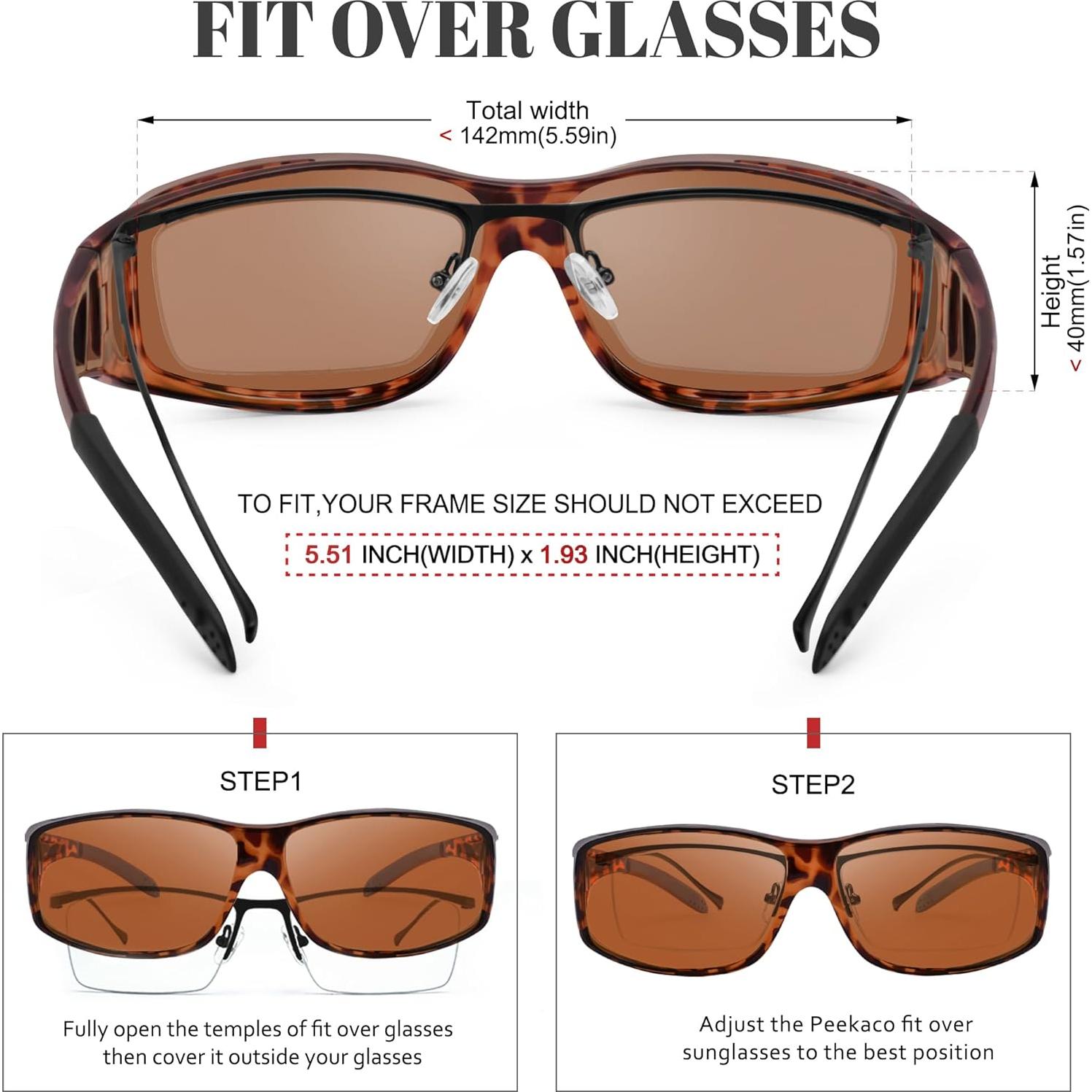 Gafas de sol polarizadas Peekaco UV400 para gafas recetadas