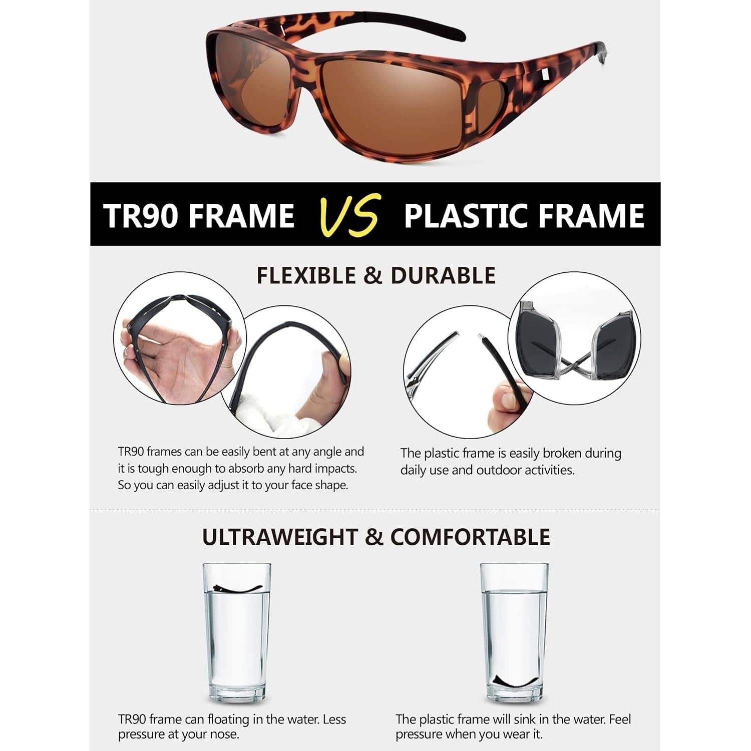 Gafas de sol polarizadas Peekaco UV400 para gafas recetadas