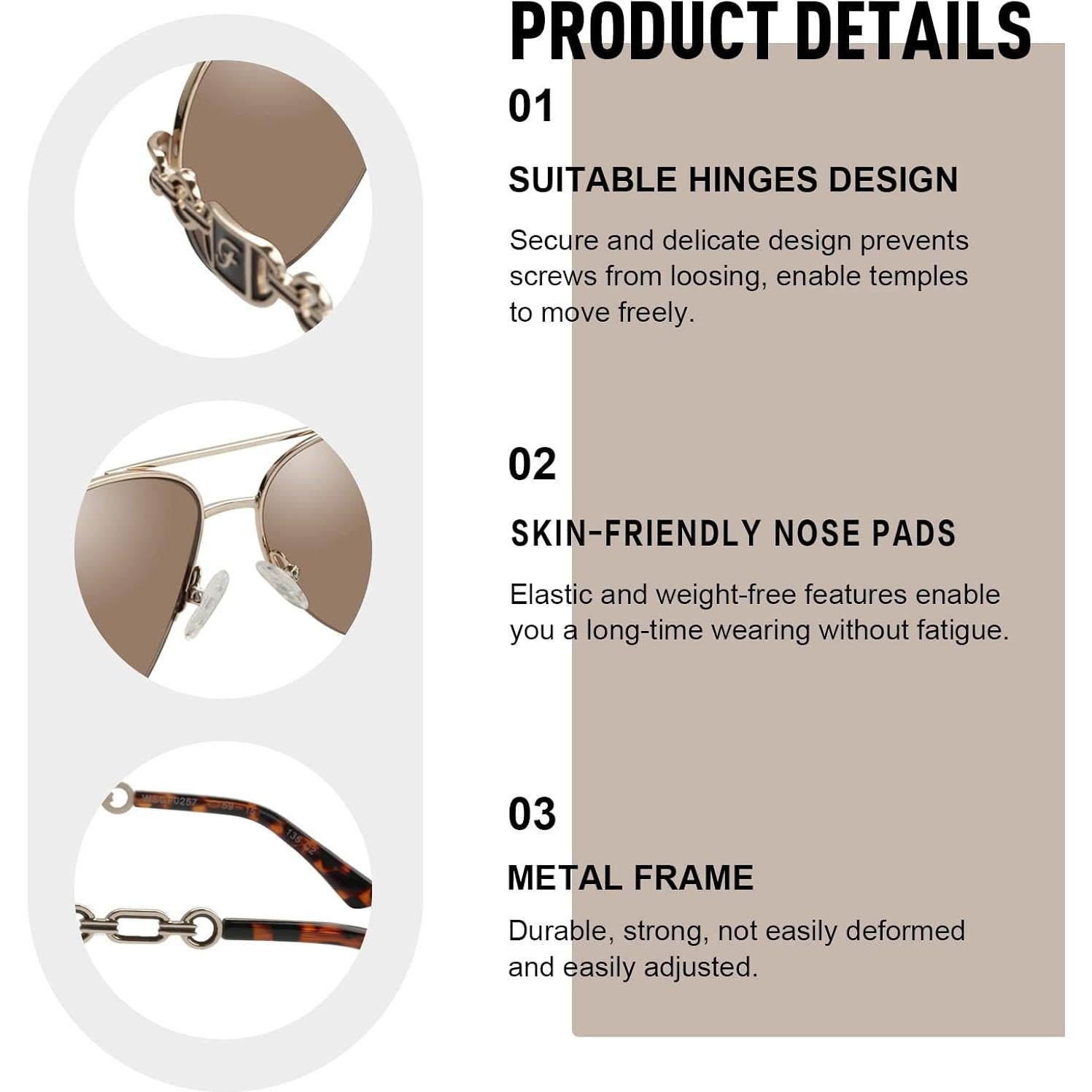 Gafas de sol Aviador FONHCOO Metal UV400 Espejadas