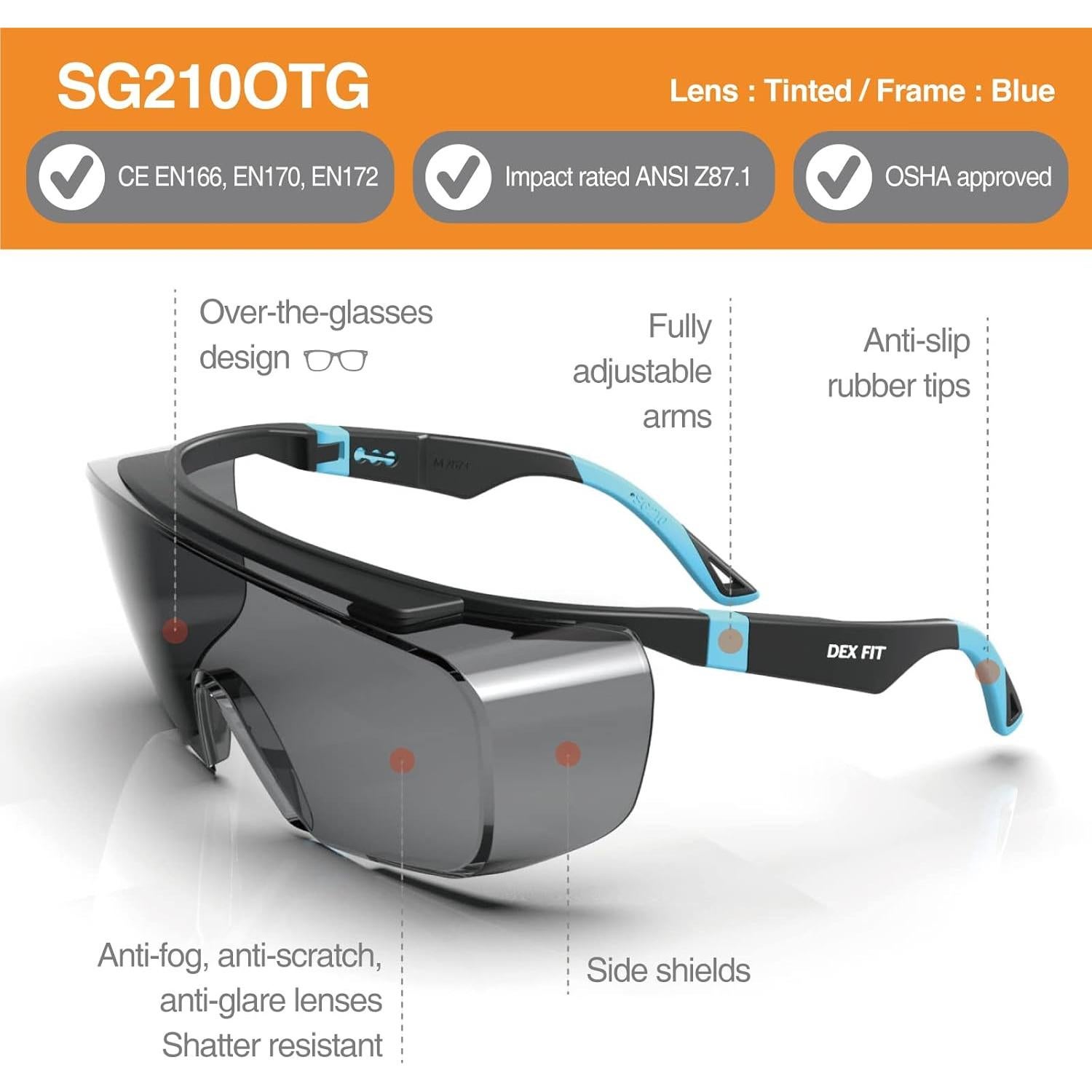 Gafas de Seguridad DEX FIT SG210 OTG UV400 Antiniebla