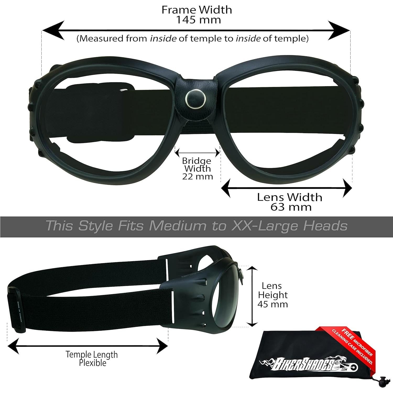 Gafas de Seguridad Bikershades con Espuma Acolchada UV400