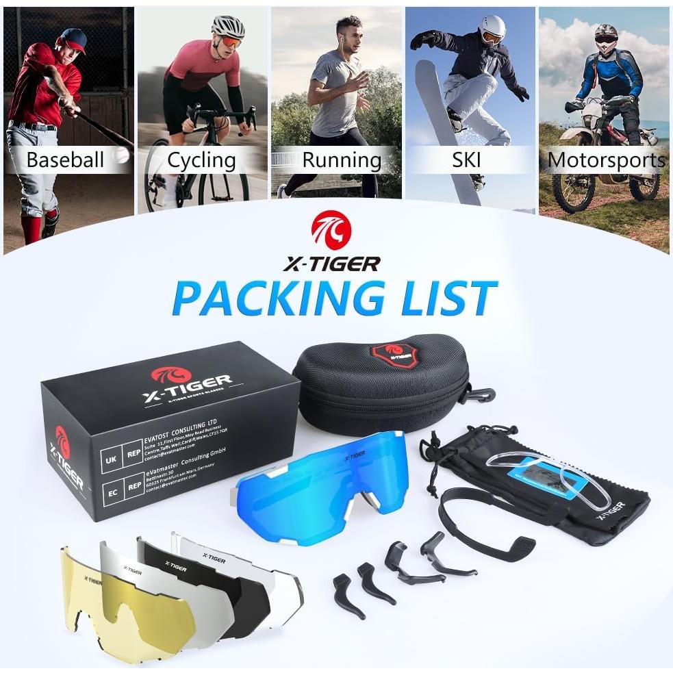 Gafas de Ciclismo X-TIGER 5 Lentes UV400 Polarizadas