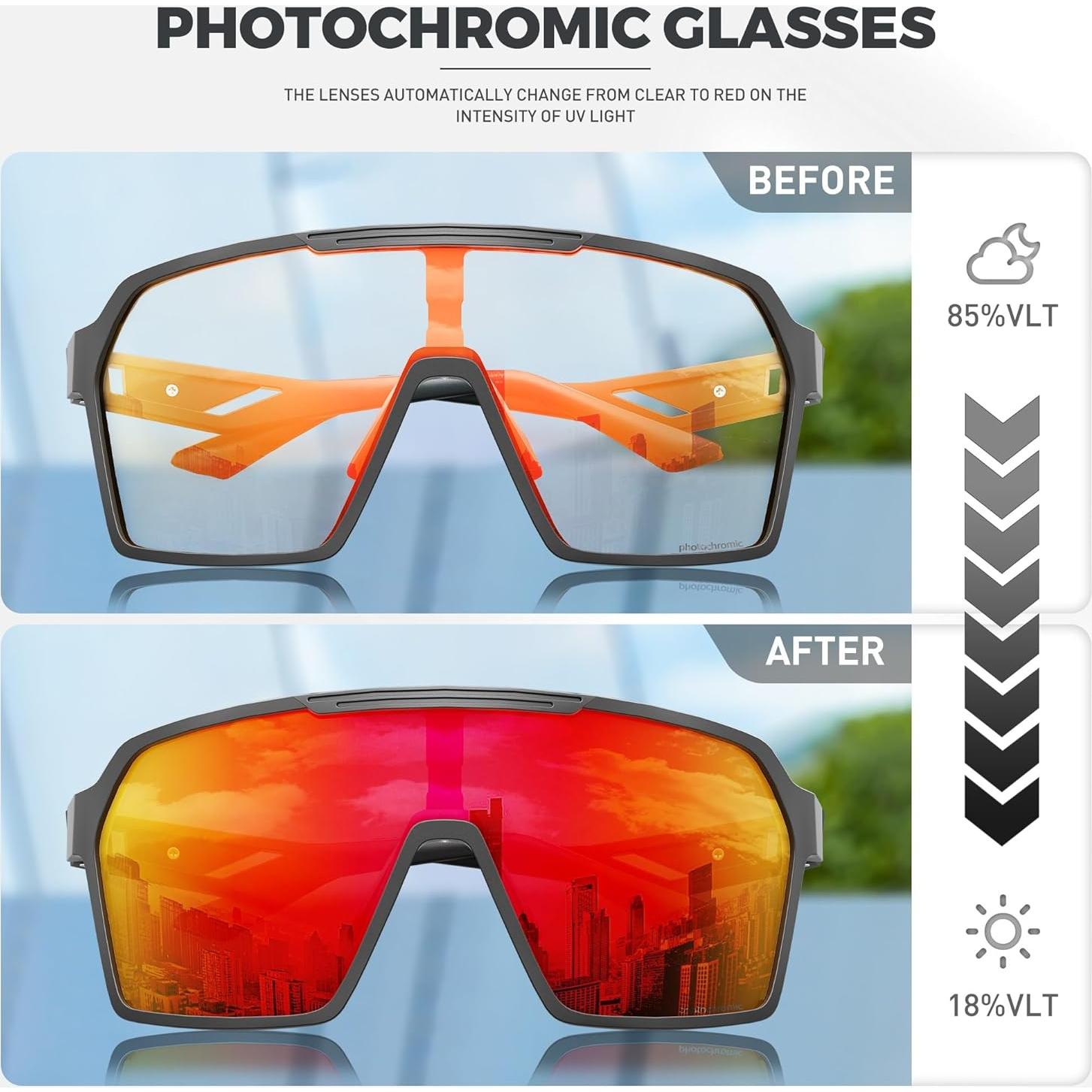 Gafas de Ciclismo Fotoquímicas UV400 S327 - Unisex Rojo