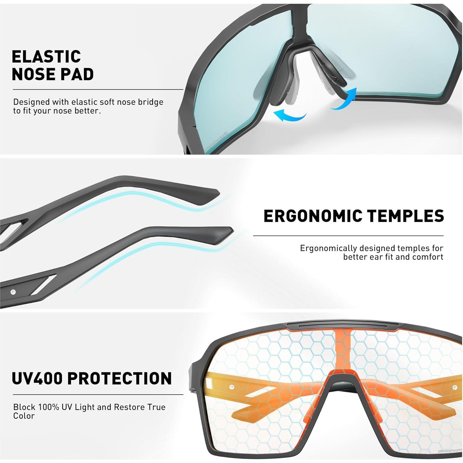 Gafas de Ciclismo Fotoquímicas UV400 S327 - Unisex Rojo