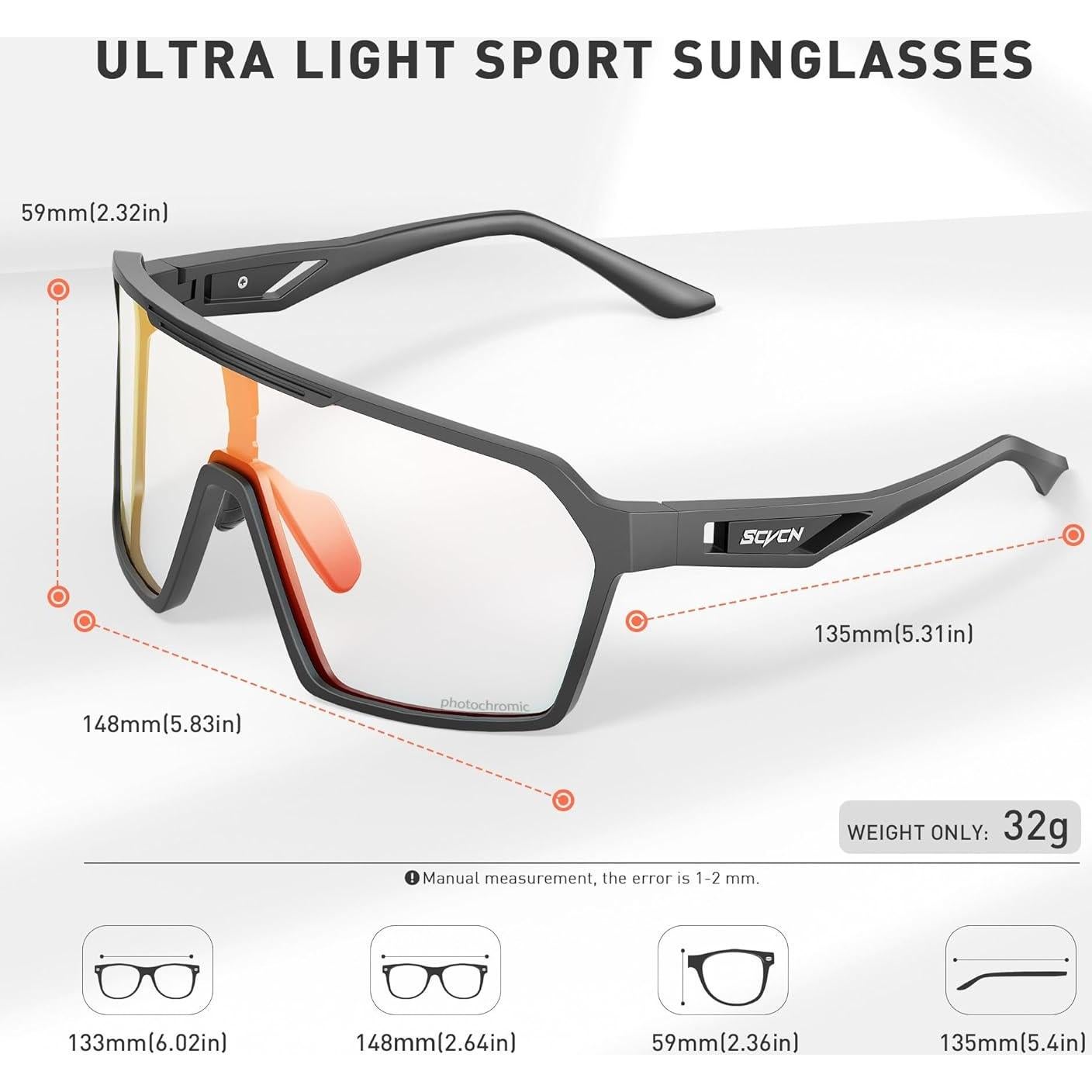 Gafas de Ciclismo Fotoquímicas UV400 S327 - Unisex Rojo