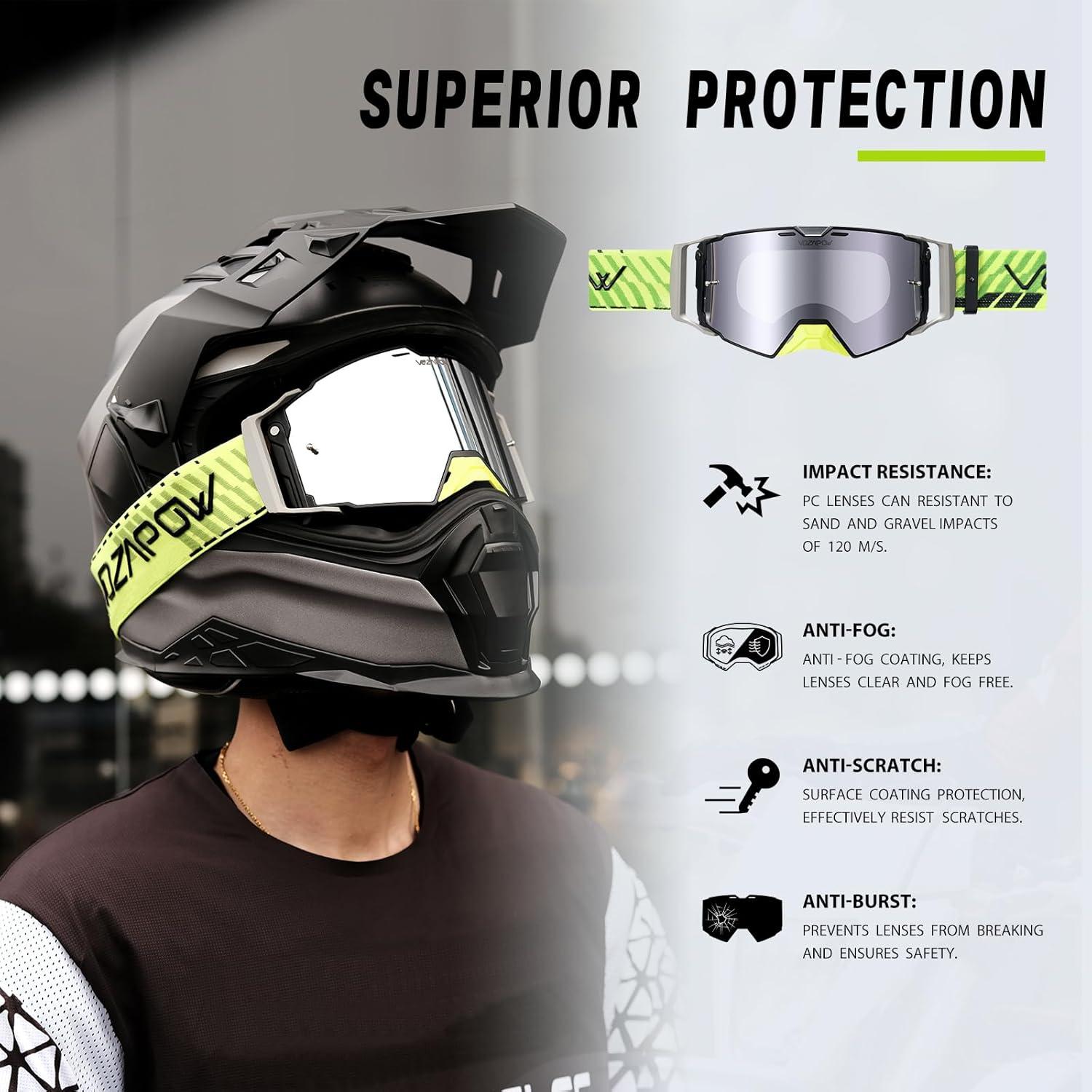 Gafas de Motocross VOZAPOW Lente REVO Antiempañante