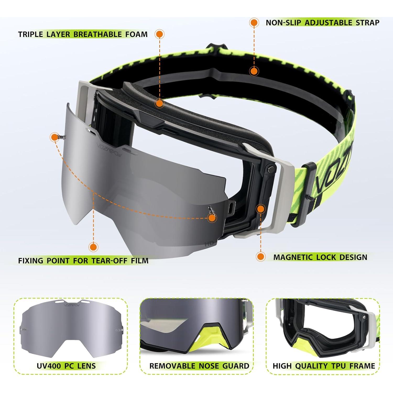 Gafas de Motocross VOZAPOW Lente REVO Antiempañante