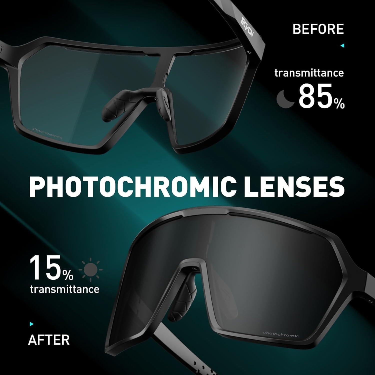 Gafas de Ciclismo SCVCN Fotoquímicas UV400 Ajustables