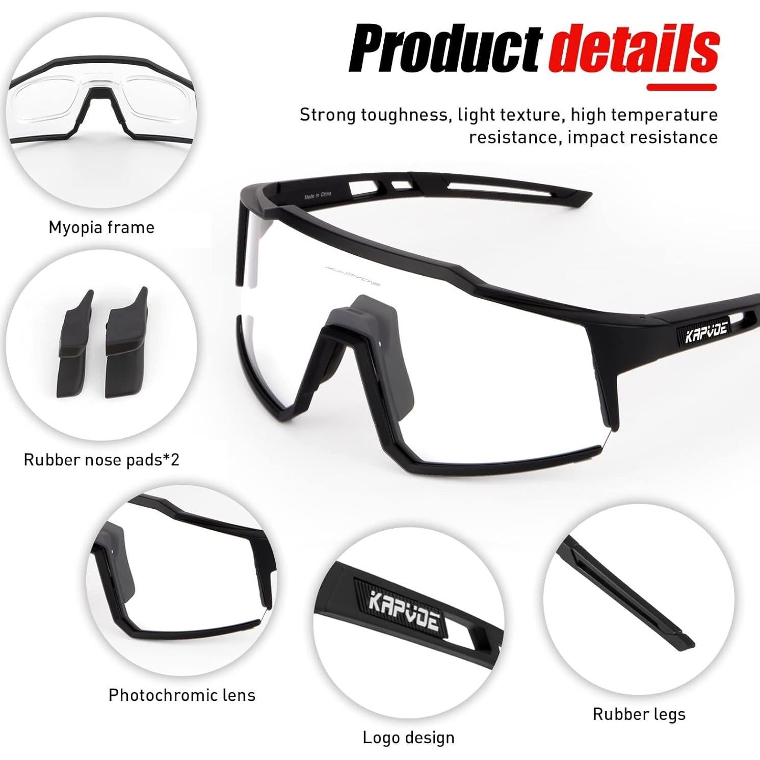 Gafas de Ciclismo KAPVOE K9022 Fotoquímicas UV400