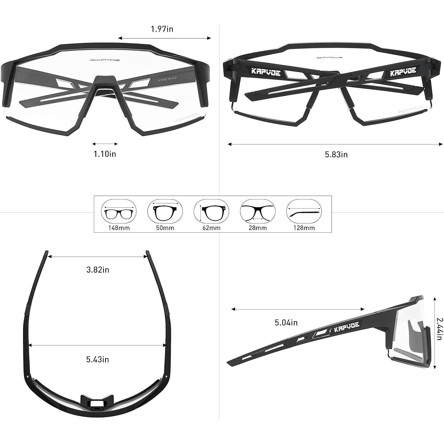 Gafas de Ciclismo KAPVOE K9022 Fotoquímicas UV400