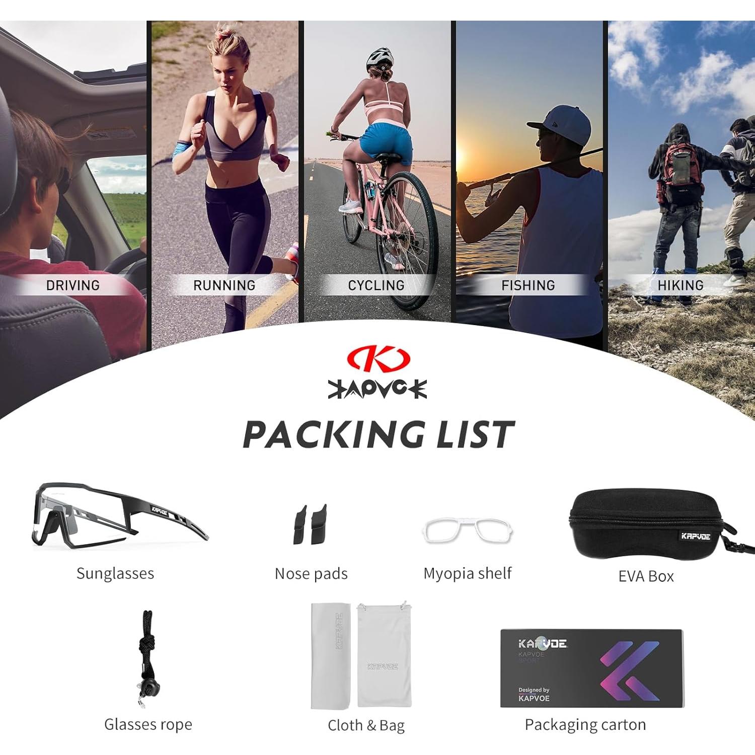 Gafas de Ciclismo KAPVOE K9022 Fotoquímicas UV400