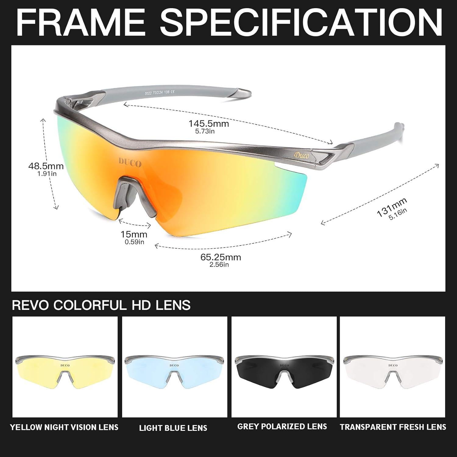 Gafas de sol deportivas DUCO con 5 lentes intercambiables