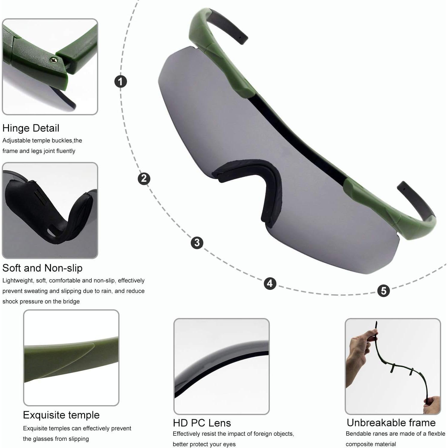 Gafas de Tiro SPOSUNE con 3 Lentes Intercambiables