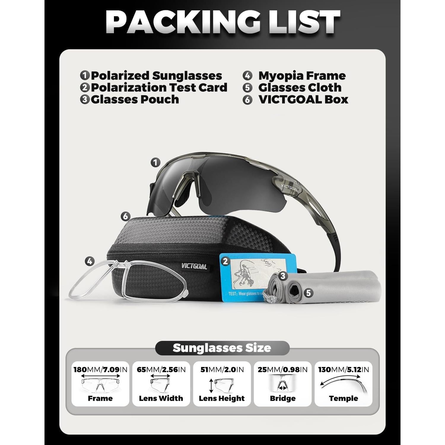 Gafas de Ciclismo VICTGOAL Polarizadas UV400 Unisex TR90