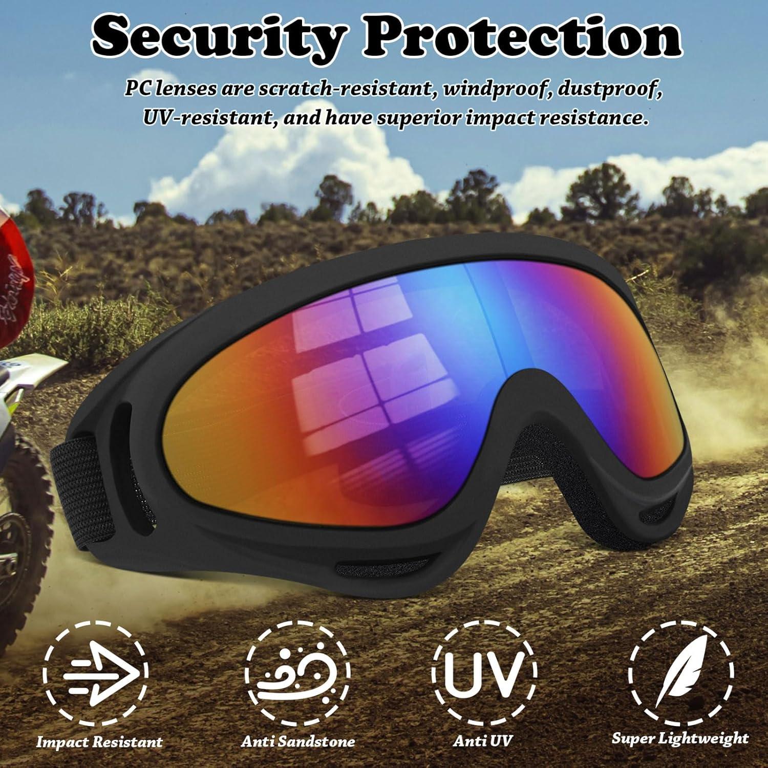 Gafas de Motocross YENPK Paquete de 2 con Lentes Anti-impacto